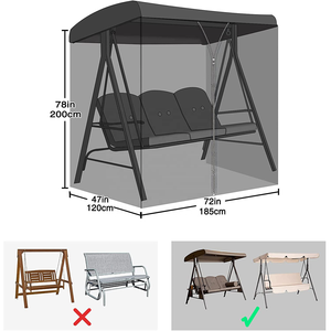Sedia a dondolo da esterno con tenda parasole e zanzariera, facile installazione, per giardino e cortile - Product Image 3