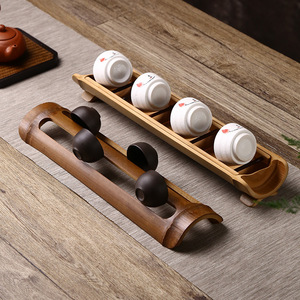 ที่วางถ้วยชาไม้ไผ่รูปวงรี ชั้นวางแห้งเร็วสำหรับชุดน้ำชาคุนฟู - Product Image 2