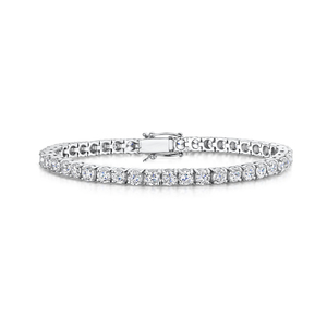Bracelet Tennis en Argent Sterling 925 Plaqué Or avec Moissanite, Taille Ronde Brillante, Sertissage à Griffes, Chaîne à Maillons, Prêt à Expédier, Idéal Cadeau - Product Image 1