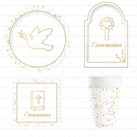 Ensemble de vaisselle jetable en papier Damai pour la première communion, articles de fête écologiques pour célébrations religieuses