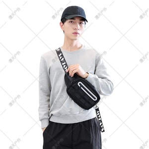 Riñonera deportiva para exteriores, tela Oxford, correa ajustable, bolsillo interior con cremallera, color negro - Product Image 3