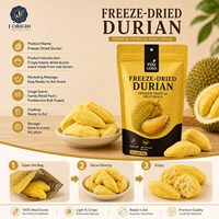 Collation de fruits de durian lyophilisés de qualité supérieure 58g, chips de fruits tropicaux naturels, prêts à consommer, collation saine, durée de conservation de 12 mois, Fujian