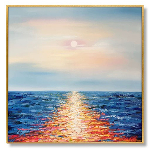 Trang trí nội thất lớn đương đại trừu tượng cảnh biển 3D kết cấu vàng tay sơn acrylic trên gỗ căng vải tường nghệ thuật - Product Image 6