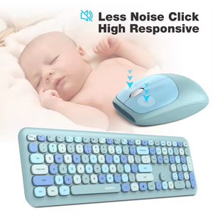 2.4G Ultra Thin Full Size Mixed Color <b>Keyboard</b> Mouse Set Wireless <b>Keyboard</b> and Mouse Combo for PC Desktop Laptop Windows - Product Image 4