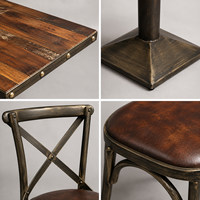 Ensemble table et chaises en bois de style rétro industriel pour hôtel, restauration et usage commercial