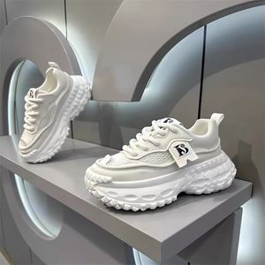 Zapatos Deportivos Casuales con Cordones para Hombre, Marca de Moda, Antideslizantes, con Suela Gruesa y Tacón Alto, de Cuero Genuino Blanco, para Hombre Mayor - Product Image 5