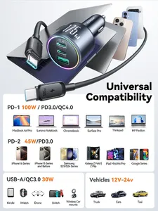 จอยรูม 175W USB C ที่ชาร์จแบตในรถ 3 พอร์ต QC 3.0 สำหรับซัมซุง ไอโฟน 17 16 เสี่ยวมี่ 100W อะแดปเตอร์ชาร์จเร็ว CCN07 - Product Image 6