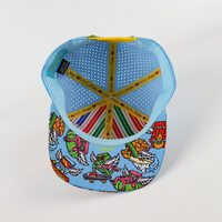 Casquette Snapback personnalisée à 6 panneaux en polyester, visière plate, imprimé feuille tropicale découpée au laser, casquette de baseball pour adulte pour le streetwear
