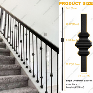 Barandilla de Escalera Exterior de Hierro Forjado de Diseño Moderno, Balaustre de Cuello Simple - Product Image 2