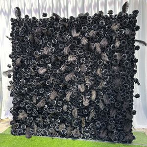 Neue Luxuriöse Künstliche Seide 3D Gotischer Stil DIY Anpassbare Umweltfreundliche Untere Wanddekoration Rolle Schwarze <span class=keywords><strong>Rose</strong></span> Hochzeitsblume - Product Image 2