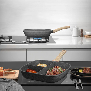 Poêle à steak multifonctionnelle ronde S136 en pierre médicale, antiadhésive, pour gâteaux et plats profonds, idéale pour le petit-déjeuner - Vente en gros - Product Image 6