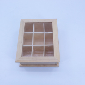 Organisateur en bois d'acacia massif à 9 compartiments personnalisé en gros avec logo sur mesure pour le rangement du thé, des bijoux, des épices et des artisanats - Product Image 4