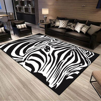 Tapis d'appoint en peluche abstrait de luxe léger, épaisseur 10 mm, antidérapant, moderne, fabriqué à la machine, noir et blanc, pour salon et chambre à coucher