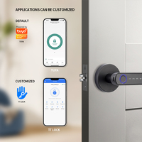Serrure intelligente OYO avec application Tuya, poignée biométrique résistante au feu, serrure de porte intelligente à empreinte digitale, code de plateforme, serrure à pêne dormant pour extérieur