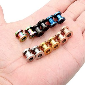 Hop Fashion Accesorios Corporales: <span class=keywords><strong>Dilatador</strong></span> de <span class=keywords><strong>Oreja</strong></span> de Acero Inoxidable con Base Plana, Tipo Polea, Hueco y Roscado - Product Image 4