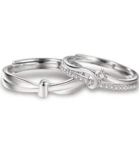 مجوهرات أنيقة للعلاقة بين الزوجين قابلة للتعديل ووعد زفاف مفتوح خواتم حب للنساء والرجال - Product Image 1