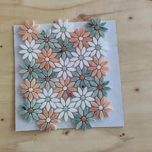 Flor de mosaico blanco Waterjet patrón Floral mármol mosaico para Backsplash cocina azulejos - Product Image 5