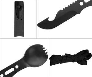 <span class=keywords><strong>Set</strong></span> da Campeggio Jukaiwtec in Acciaio Inox per 2 Persone: Cucchiaio, Forchetta, Coltello, Bacchette e Fischietto, Strumento di Sopravvivenza per Escursionismo e Caccia - Product Image 3