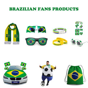 Vente en gros de drapeaux brésiliens personnalisés avec logo, très demandés pour la Coupe du monde 2022, en polyester écologique réglable, articles souvenirs - Product Image 2