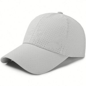 Hand Embroidery Laser Hole Design Terry Quick Dry Curved Brim Baseball <b>Hat</b> Unstructured Mesh 6 Panel Unisex Sporty - Product Image 2