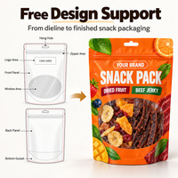 Nouveau design Sac à collation de qualité alimentaire Preuve Standpouch Saveur fruits secs Avoine Emballage en poudre Sac en plastique laminé PE avec trou de suspension