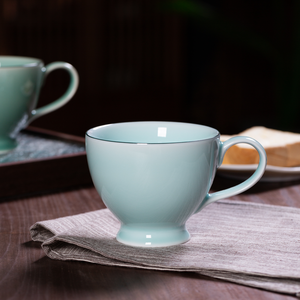 Juego de 2 Tazas de Café de Cerámica Grandes SkyRhythm Longquan <span class=keywords><strong>Celadon</strong></span> de Lujo para el Desayuno, con Certificación de Grado Alimenticio - Product Image 4
