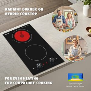 Table de cuisson à induction 2 brûleurs, plaque chauffante infrarouge encastrable, plaque de cuisson électrique hybride, cuisinière électrique de haute qualité - Product Image 1