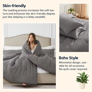 Nhà Máy Tùy Chỉnh Chất Lượng Cao 3-Mảnh Tất Cả Các Mùa Vua <span class=keywords><strong>Comforter</strong></span> <span class=keywords><strong>Set</strong></span> Màu Grey Mềm Mại Thoáng Khí Rắn Sang Trọng Trọng Lượng Nhẹ Bộ Đồ Giường - Product Image 6