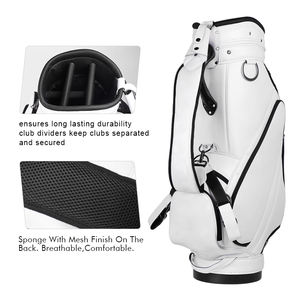 Witte duurzame PU lederen golftas OEM grote capaciteit op maat gemaakte <span class=keywords><strong>golf</strong></span> tourtassen gepersonaliseerde hoogwaardige golftas - Product Image 5