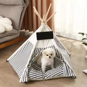 Wholesale Modern Cartoon Winter <strong>Dog</strong> House Pet Tent with Wood Frame Eco-Friendly Washable Floral Pattern <strong>Teepee</strong> - Product Image 6
