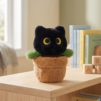 Pot de fleurs en peluche en forme de tête de chat, jouet en peluche doux, poupée en fausse fleur pour cadeau et décoration