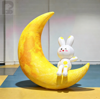 Grand lapin gonflable géant personnalisé avec globe lunaire, ensemble gonflable de dessin animé pour le Festival de la Mi-Automne, usage commercial