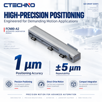Module de moteur linéaire haute précision CTECHNO FCN80-A2, positionnement 1 µm, entraînement direct 100 N, 4 m/s, plateau linéaire intégré