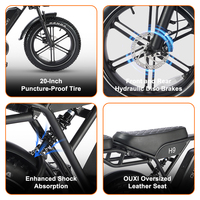 Vélo électrique OUXI H9 en alliage d'aluminium avec éclairage avant à LED 48V 250W intégré à 7 vitesses batterie lithium moteur de moyeu arrière