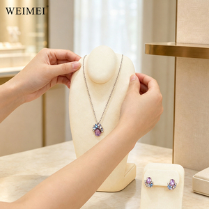 ถาดโชว์เครื่องประดับกำมะหยี่แบบกำหนดเอง WEIMEI พร้อมขาตั้งสำหรับโชว์สร้อยคอ ต่างหู แหวน กำไลข้อมือ ชุดโชว์เครื่องประดับ - Product Image 6