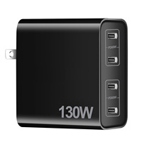 Chargeur USB-C 130W GaN de bureau, station de charge rapide PD 3.0 65W avec sorties 40W et 100W, avec prise US EU UK AU