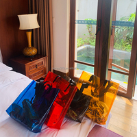 Sac à main de plage en Pvc Transparent avec étiquette privée, fourre-tout de Shopping en plastique Transparent pour femmes