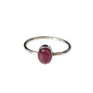 Bague Minimaliste en Argent Sterling 925 avec Tourmaline Pastèque, Sertissage Clos, Pierre Précieuse Tendance, pour Mariage et Usage Quotidien, Unisexe, Fine - Product Image 1