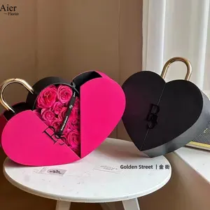 Aierfiorist san valentino new lock heart gift box Romantic heart gift box scatole d'amore con serratura a vita