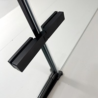 Paroi de douche FUSA pour cabine de douche, 1 porte à charnière, 1 panneau fixe, verre trempé 8 mm, cadre en acier inoxydable 304, OEM