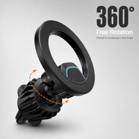 Support magnétique de téléphone pour voiture, fixation sur grille d'aération, N52, rotation à 360°, flexible, emballage personnalisé, vente en gros, directement de l'usine, OEM ODM