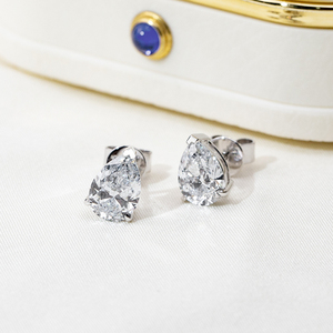 Pendientes de Diamantes Messi Jewelry MSE-513, 1 Quilate, Forma de Pera, Oro Blanco de 9K, Joyería Fina, Disponibles - Product Image 1