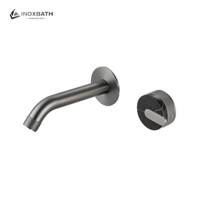 Robinet de lavabo mural en acier inoxydable 304 avec bec en jade à deux trous, finition gunmetal - Product Image 1