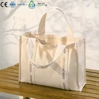 Sac fourre-tout structuré en toile de coton avec poignée en sangle imprimée, grande capacité, idéal pour les escapades en ville et les voyages de week-end