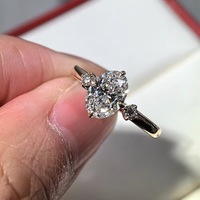 Bague empilable Aimgal certifiée GRA Socialite Circle, moissanite ovale 2 carats en forme d'œuf de colombe, plaqué or 18 carats sur argent 925, bijou fin, cadeau