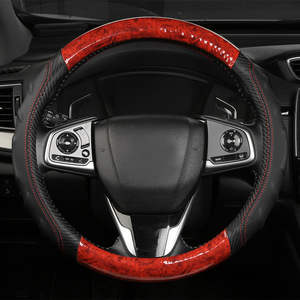 Nueva Funda Universal para Volante de Coche de Fibra de Carbono y Cuero Empalmado, con Acabado en Madera de Melocotón, Deportiva y de Lujo, en PU, para las Cuatro Estaciones - Product Image 3