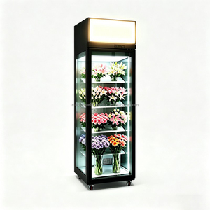 Vitrine de présentation de fleurs à une porte avec boîte lumineuse publicitaire et étagères réglables pour divers arrangements de bouquets frais - Product Image 6