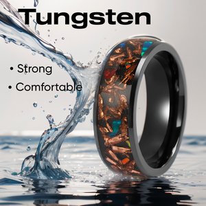 Nieuwe Aankomst Trendy Tizti <span class=keywords><strong>Ring</strong></span> 8Mm Koepel Zand Steen Gemalen Opaal En Koperen Inleg Zwart Zirkonium Wolfraam <span class=keywords><strong>Ring</strong></span> Voor Mannen - Product Image 5