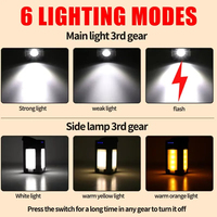 Lampe solaire d'extérieur rechargeable par USB-C, lampe torche portable, batterie externe, lampe LED suspendue pour le camping, la randonnée, la pêche