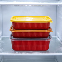 Boîte alimentaire jetable en PP rectangulaire noire, empilable, résistante aux chocs, pour une utilisation large